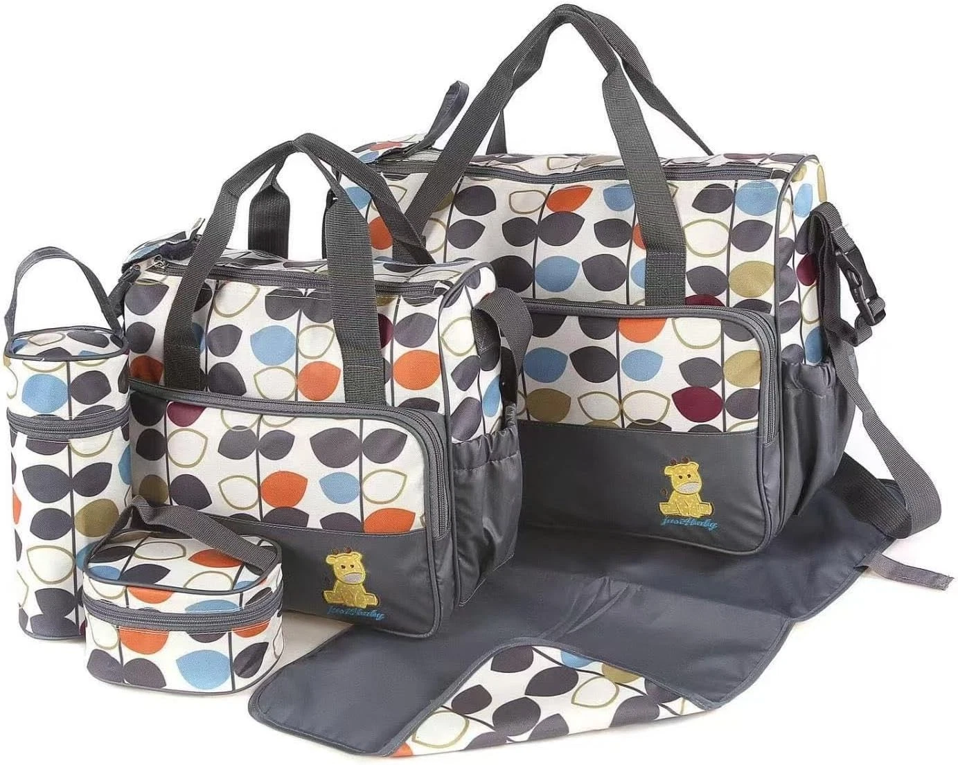 Laminated 5 pcs Baby Changing bags Diaper Hospital Maternity Mat Bottle Holder