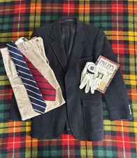 VINTAGE ‘80s 38R Navy Charcoal Wool Blazer Patch Pocket