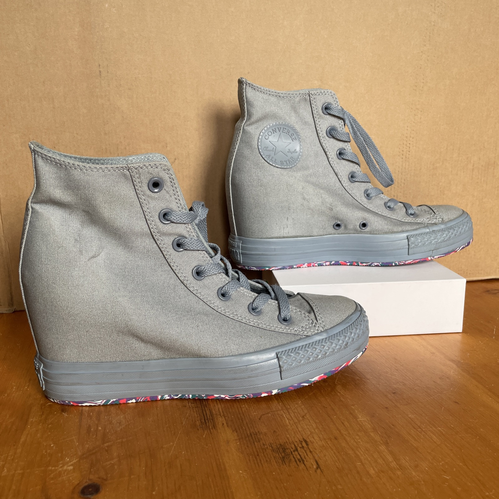 Converse Chuck Taylor All Star Size 10 Hidden Wedge Gray Crayon Sneakers-image