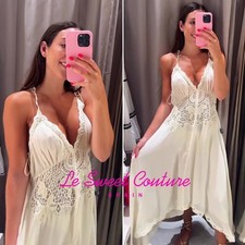 ZARA WOMAN NWT SS25 ECRU ZW COLLECTION ASYMMETRIC CROCHET DRESS 5107/276/712