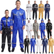 Unisex High Visibility Overalls Mechanic Jumpsuit Long Sleeve Railroad Coveralls