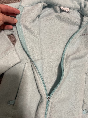 Columbia Jacket Girls Youth Small YS Mint Green Turquoise Zip Up Fleece - Picture 6 of 6