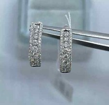 2Ct Round Cut Lab-Created Diamond Hoop Earrings Women's 14K White Gold Plated