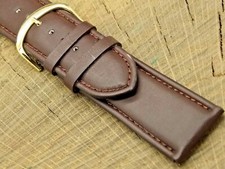 Vintage 24mm Brown Leather Watch Band w Gold Tone Buckle NOS Unused