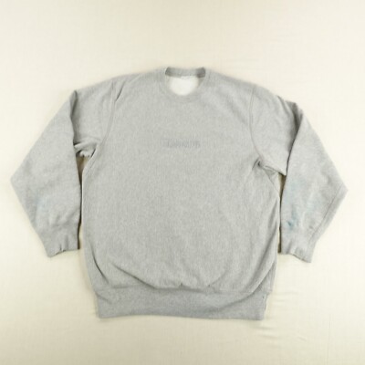 Undefeated Sweatshirt Mens Large Gray Terry Cloth Crewneck Pullover Sweater ^