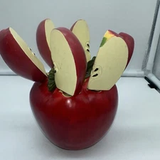 Vintage Ceramic Apple Cheese Knife Set - 6 Stainless Knives