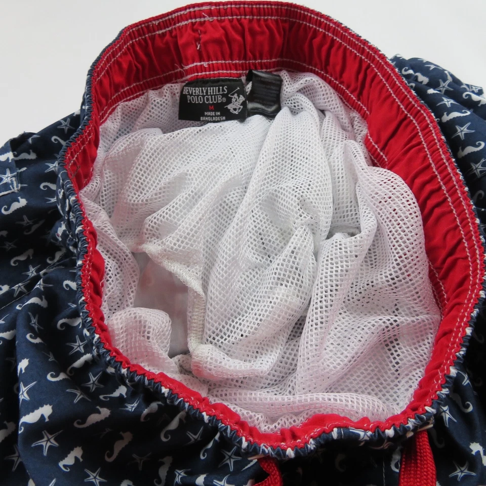 Hombres BEVERLY HILLS POLO CLUB Azul Marino Caballito de Mar Bañador Pantalones Cortos Talla M Foto 3 de 4