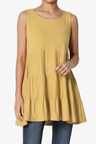 TUNICA babydoll TheMogan S~3X senza maniche a strati con volant carina rilassata - Foto 87 di 116