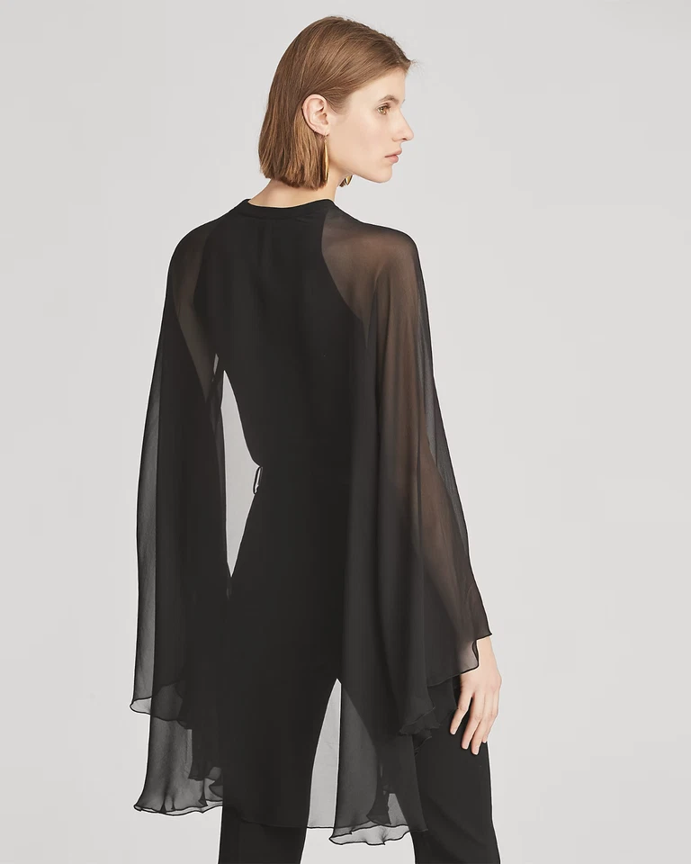 NUEVO Top con Capa de Seda Manga Larga Colección Ralph Lauren Negro TALLA S/100% AUTÉNTICO Foto 4 de 4