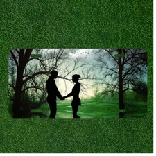 Custom Personalized License Plate Auto Tag With Couple Holding Hands By View
