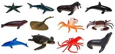 Toy Sea Animals Assorted styles. Miniature Sea Animals, Eel, Crab, Shark, Seal