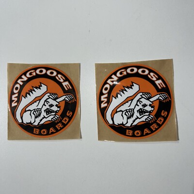 Lot Of 2 Vintage Mongoose Boards Stickers Decals Winter Sports Snowboarding
