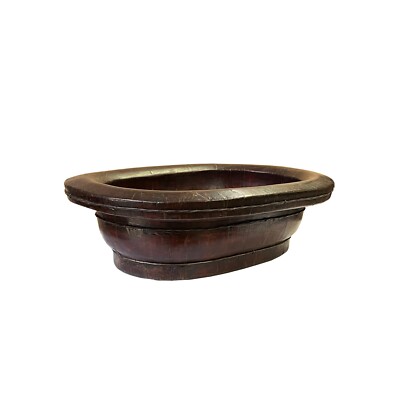 Chinese Vintage Distressed Brown Flower Oval Shape Wood Bucket ws3125S Chinese Vintage Distressed Brown Flower Oval Shape Wood Bucket ws3125S