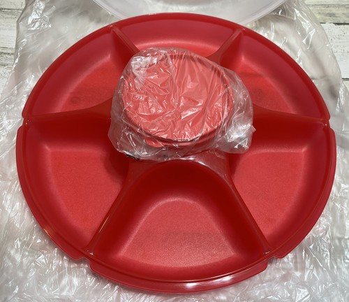 Tupperware Serviercenter Set - Deckel ist klar (Frost), Boden ist rot, neu - Bild 2 von 7