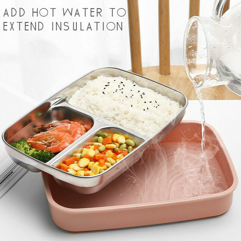 Draagbare lunchbox van roestvrij staal, luchtdicht, geïsoleerd, met handvat, voor kantoor, werk, diner, school, 18 x 15 cm (#1 laag