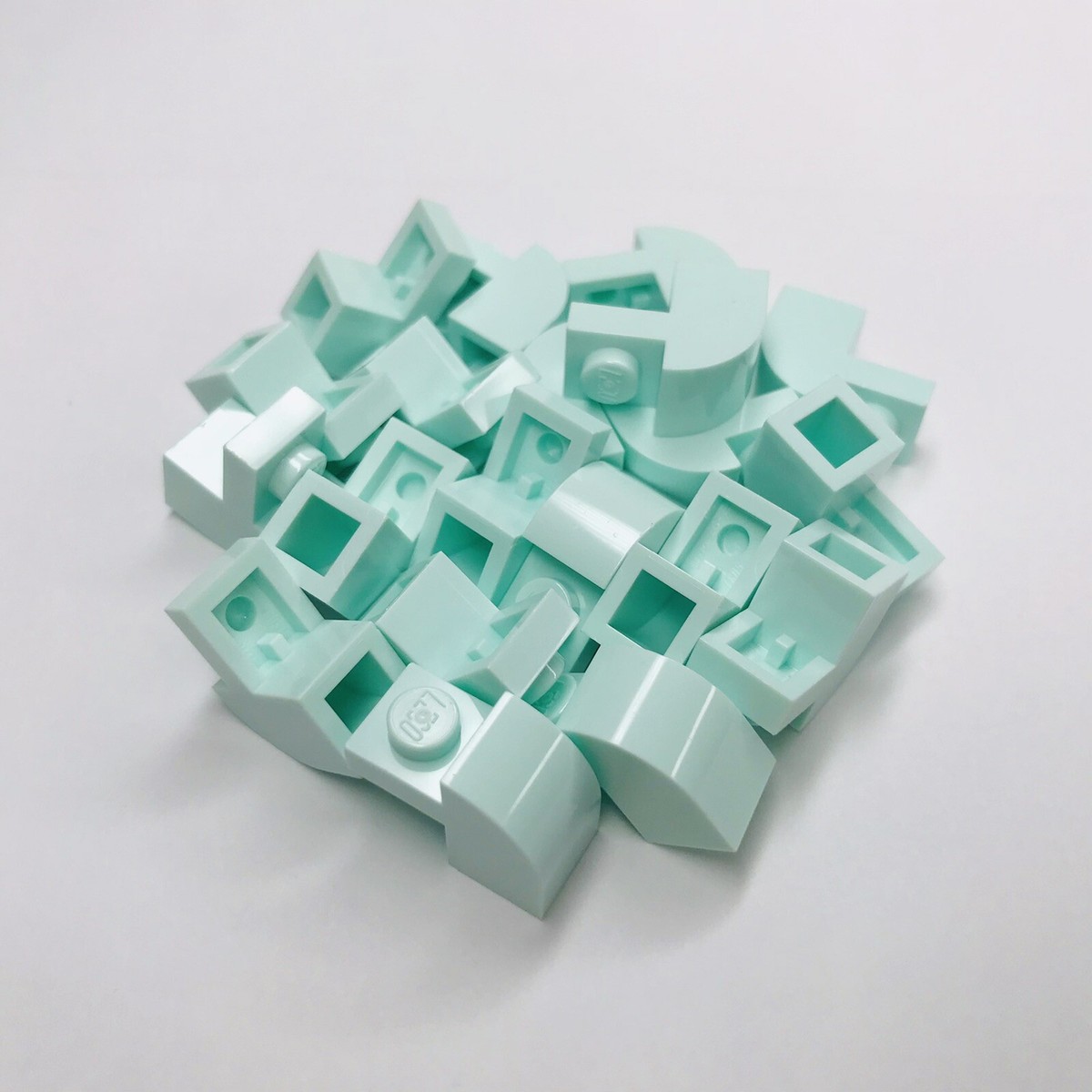 LEGO Parts 6091 Light Aqua 2x1x11/3 Curved Slope Recessed Stud Lot