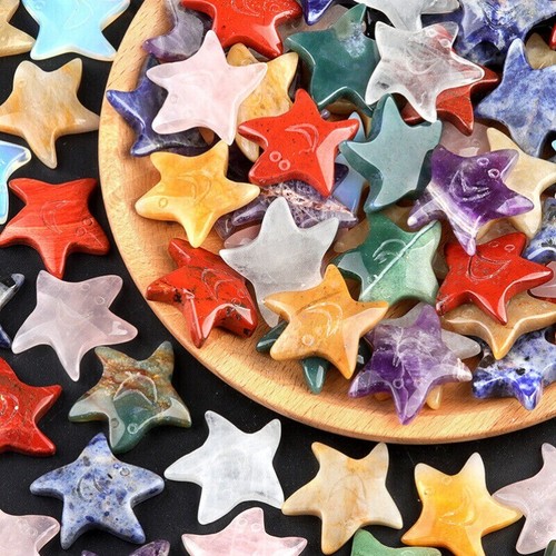 100pcs Stone Starfish Ornament Decoration 30mm Star Smiling Sculpture Figurine - Picture 4 of 6
