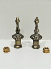 Pair Lamp Shade Finials-Ornate Antique Brass-Cast Metal-Dual Thread