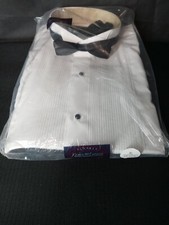 Keats and Lyford White Tuxedo Formal Shirt Black Bow Tie XL 17-17 1/2 NWT