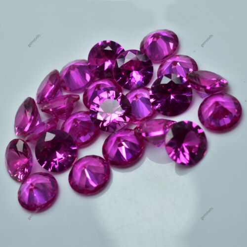 Round Cut Ring Size Natural Untreated 7x7 mm Ruby 20 Pcs CERTIFIED Pink Gemstone