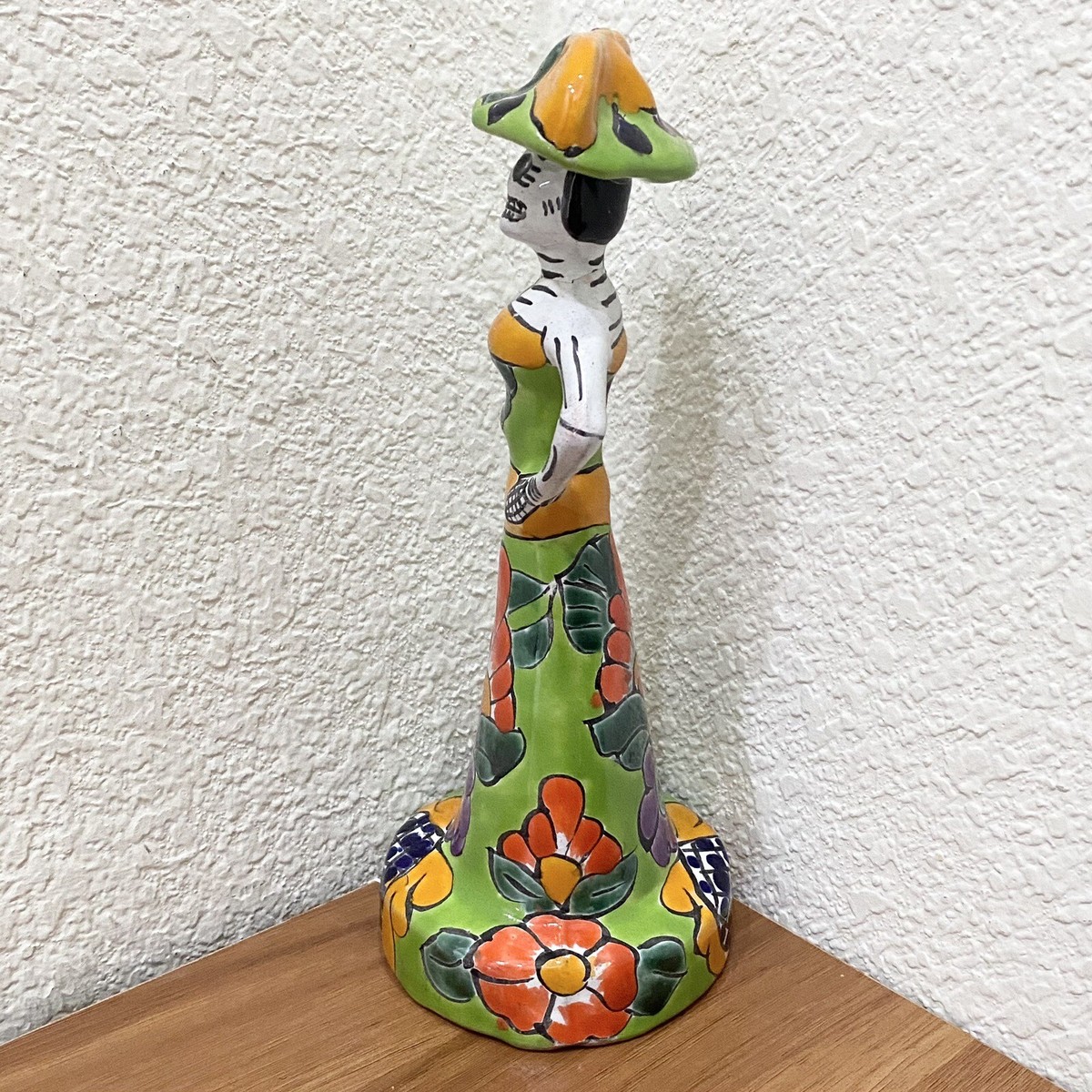 Talavera Mexican Folk Art Pottery Day Of The Dead Woman Skeleton
