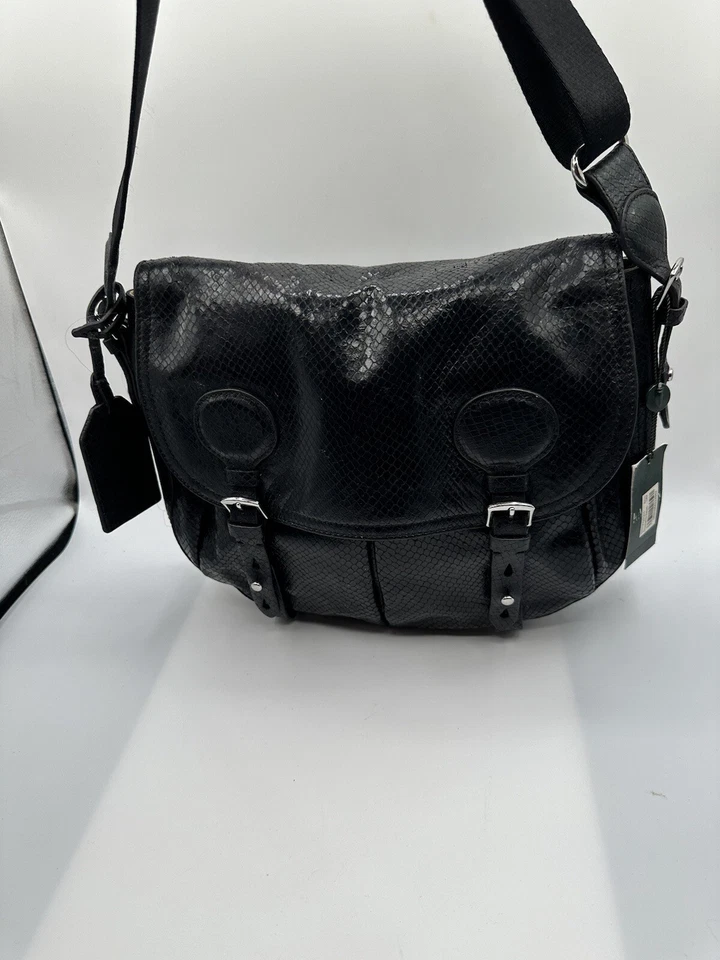 BOLSO BANDOLERA MENSAJERO DE HOMBRO ESTAMPADO PITÓN NEGRO RALPH LAUREN ASHER DE COLECCIÓN Foto 2 de 4