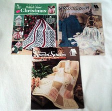 3 Annie's Attic Crochet Afghans Pattern Booklets Christmas  Home Decor