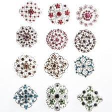 Flower Rhinestone Brooches - Classic Pins Gold Plating Bouquet Kit Women Wedding