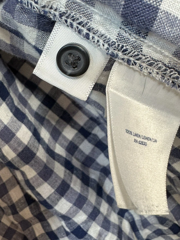 Camisa Lands End Para Hombre XXL Draper James Informal Abotonada Algodón Cuadros Azul y Blanco Foto 3 de 4