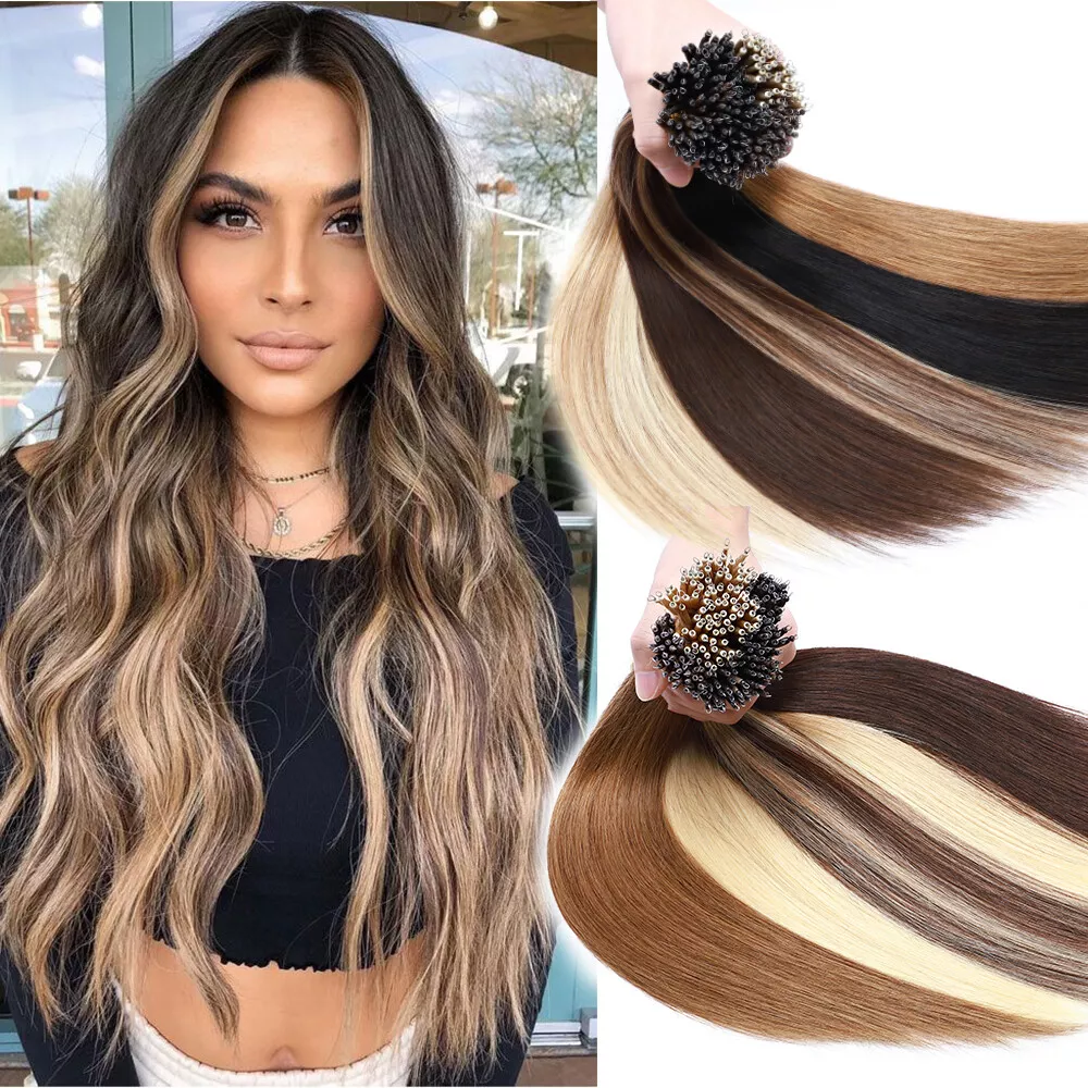 Nano Ring I Tip Hair Extension - Light Brown | USA Hair