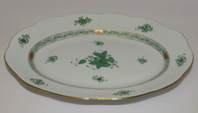 Herend Apponyi Vert Servierplatte oval Porzellan, 118/AV 31 x 23 cm Handarbeit