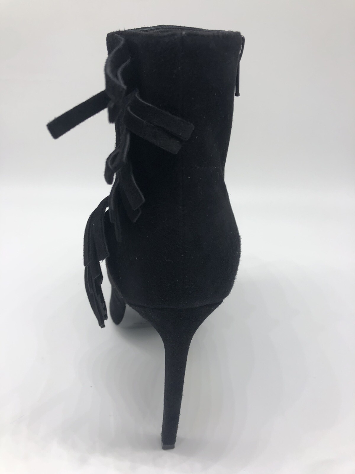 Stivaletti da donna Saint Laurent ""Nero"" pelle scamosciata neri con frange tacco alto taglia 39 in perfette condizioni