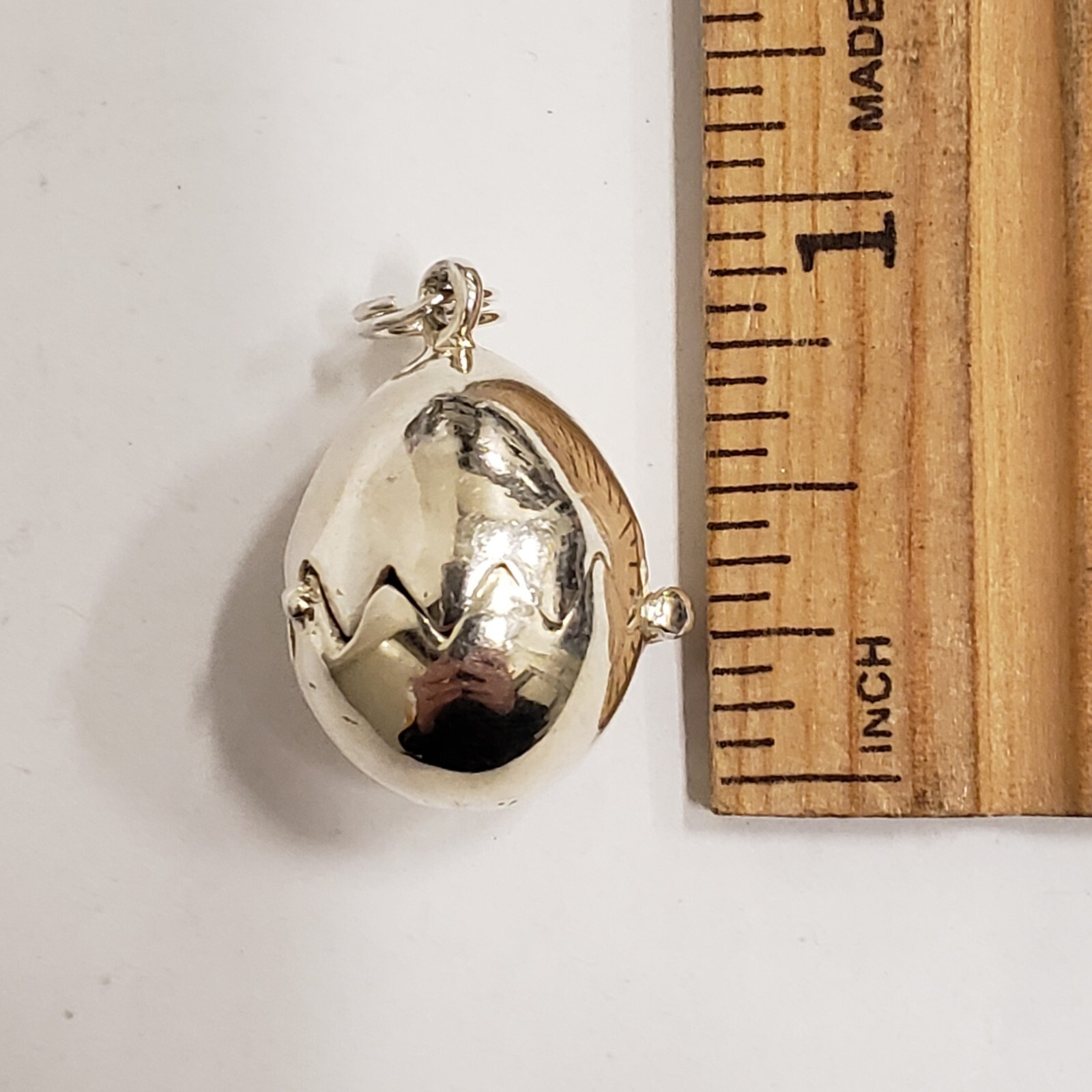 Sterling Silver Hinged Easter Egg Movable Baby Ch… - image 9