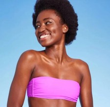 Wild Fable Women's XS 0-2 Bikini Top Hot Orchid Purple Bandeau Pull Over New