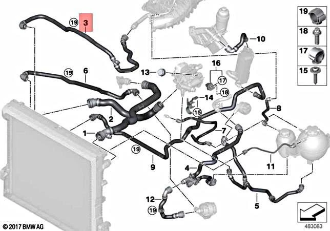 Genuine BMW X3 G01 G02 G08 Hose Coolant Radiator-Intake Plenum 