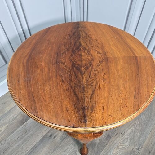 Antique Round Quad Veneer Coffee Side Table With Pad Feet Queen Anne Legs CC41 - Picture 5 of 24