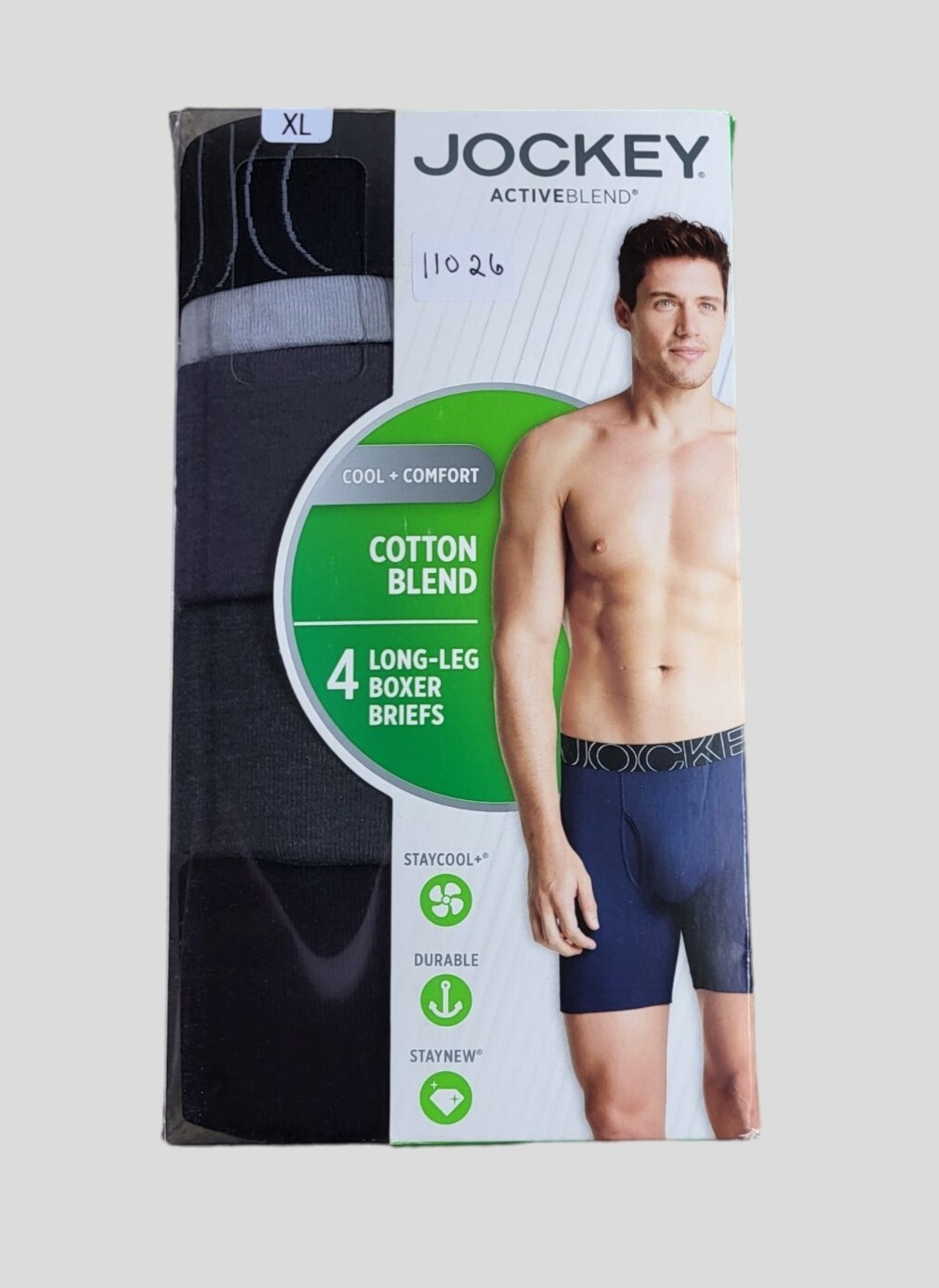 JOCKEY Mens Boxer Briefs XLarge Long Leg Keyhole Fly Stay Cool Tag