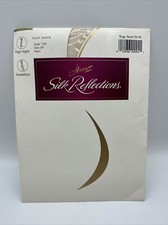Hanes Silk Reflections Thigh Highs Silky Sheer Sandalfoot Size EF Pearl