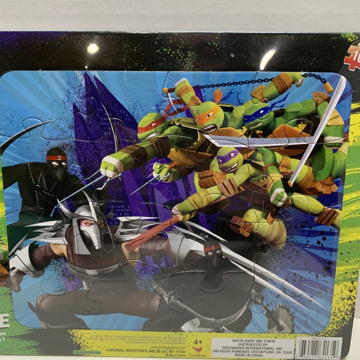 Teenage Mutant Ninja Turtles Puzzle 16 Piece 2015 Age 4+ 8.5” x