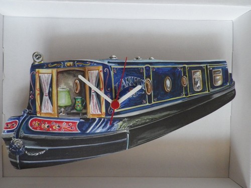 TRADITIONAL CANAL / NARROW BOAT WALL CLOCK.NEW & BOXED.2 STYLES BLUE OR GREEN - Picture 2 of 3