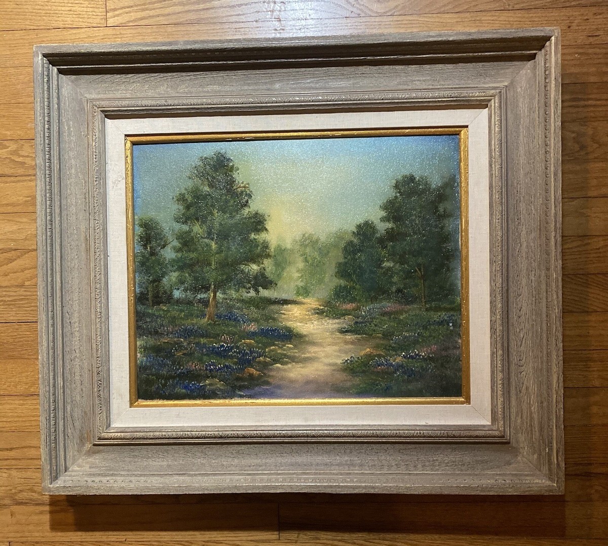 Vintage Oil Painting-Bluebonnets At Dawn- Nice Frame | eBay
