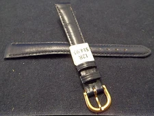 New Made in France Blue Genuine Leather 12mm Watch Band Gold Tone Buckle