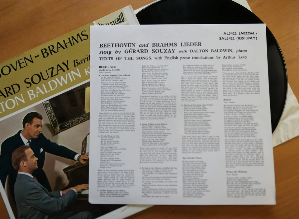 SAL 3422 ED1 Beethoven Brahms Lieder Gerard Souzay NM Philips HI-FI STEREO 1st - Image 2 of 4