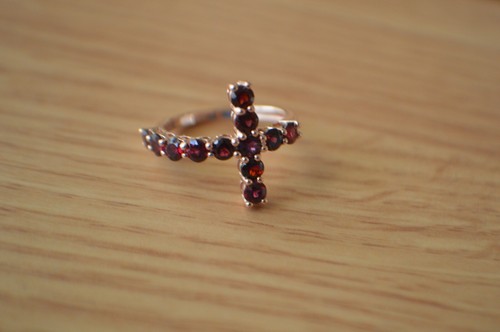 1.85ct Anthill Garnet Cross Ring 18K Rose Gold over Fine Silver Size 6 - Picture 5 of 15