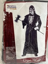 Crypt Master Black Halloween Costume Youth Large 10-12 Cape Mask Ghost Monster
