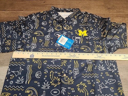 Columbia PFG Shirt Mens M Michigan Wolverines Omni-Shade MICH Slack Tide $65 MSP - Picture 4 of 5