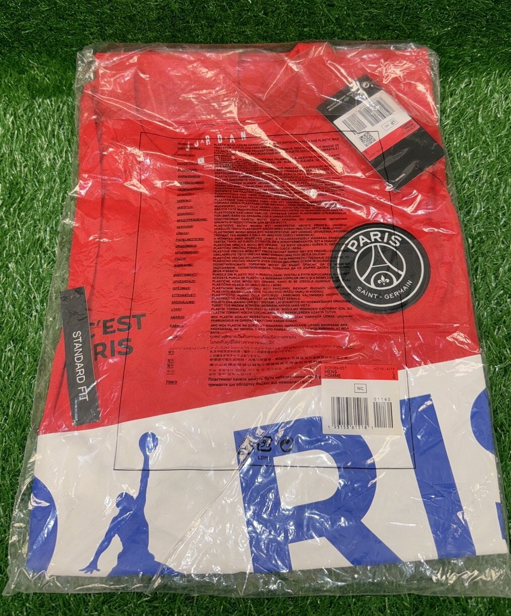 Nike Jordan Paris Saint-Germain PSG Wordmark T-Shirt Red Size