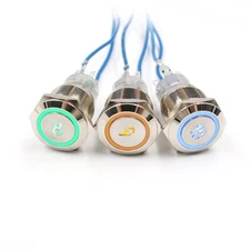19mm Metal Stainless Steel Number Symbol Momentary Push Button Switch LED 5V 12V