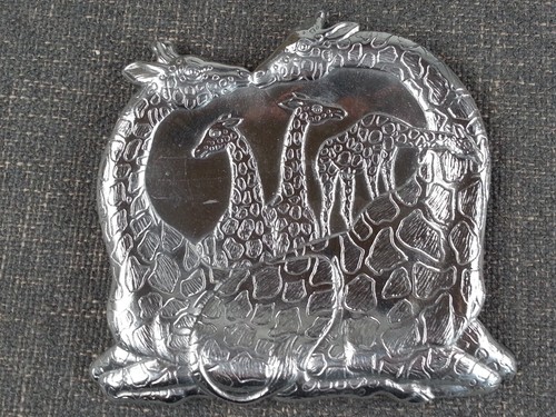Vintage 3 Piece 1988 Arthur Court Giraffe Platter W/ 2 Spreaders Aluminum - Picture 2 of 7