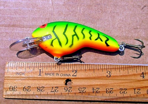 1ct FIRE TIGER 3" Flat CRANKBAIT 3/8oz Balsa Wood Bass Fishing Baits Round Bill